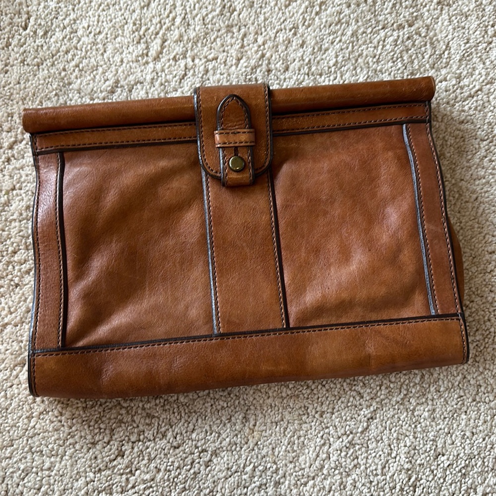 Fossil leather clutch